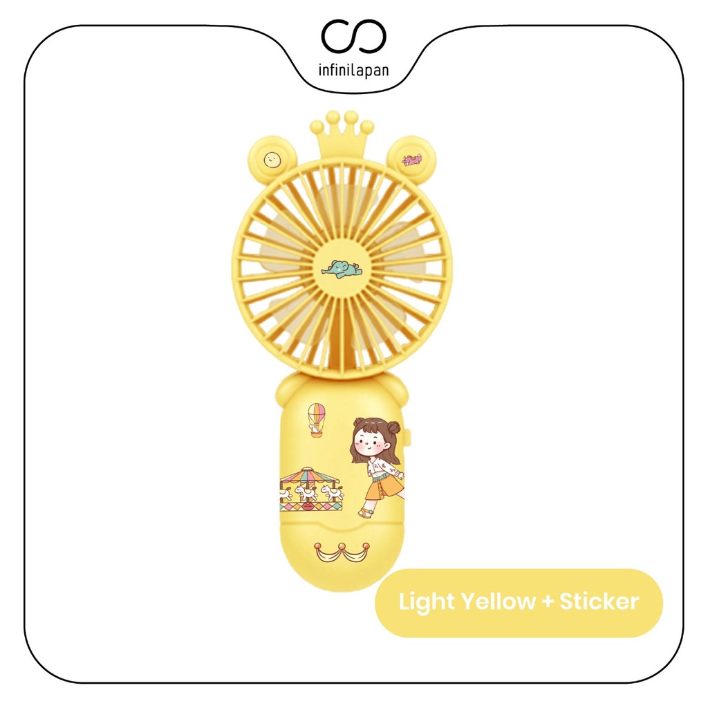 Kipas Angin Mini Karakter Genggam INFINILAPAN Tahan Lama dan Berkualitas Handy Mini Fan Portable USB Cute Lucu