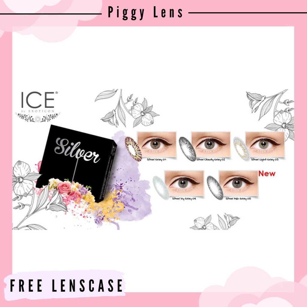 SOFTLENS ICE SILVER DIA 15MM NORMAL &amp; MINUS 0.50 SD 2.50 free lenscase