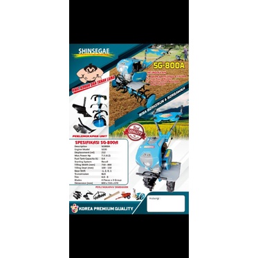 MESIN BAJAK TANAH LADANG SAWAH DANGKAL TRAKTOR MINI SHINSEGAE SG 800A
