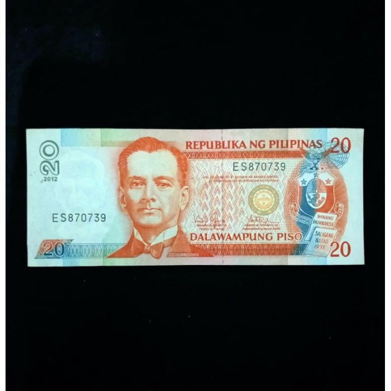 Uang Kuno 20 Peso PHP Philippines Filipina Tahun 2012 Grade XF N. 739