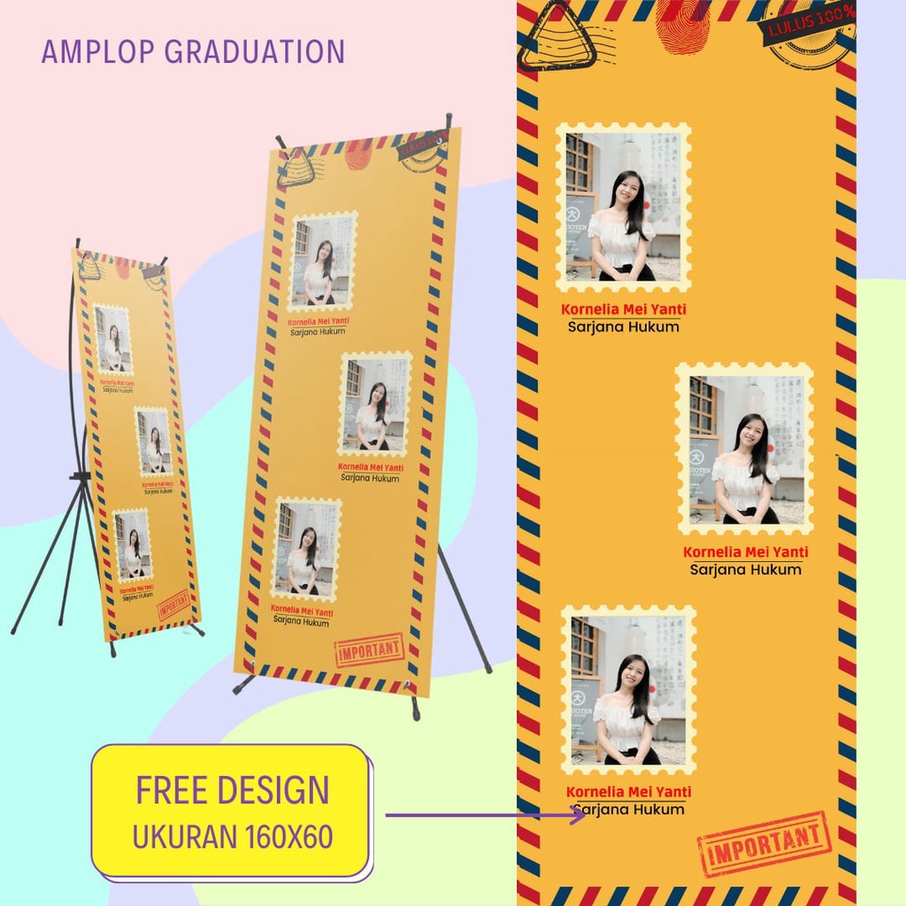 CETAK BANNER WISUDA AMPLOP COKLAT [X-BANNER UKURAN 160x60]