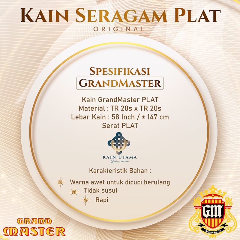 Kain Bahan Celana Seragam Sekolah PLAT Grandmaster Meteran Eceran