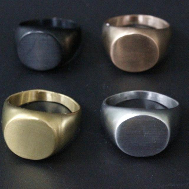 Cincin Titanium Gold Ring Oval Plate Cincin Emas Couple Ring Signet