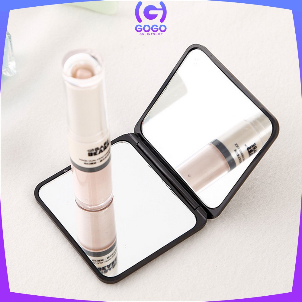 GOGO-C584 Cermin Mini Travel Model Segiempat / Cermin Makeup Petak / Cermin Rias / Cermin Kecil Lipat / Cermin Saku Kaca Rias Makeup Lipat Double