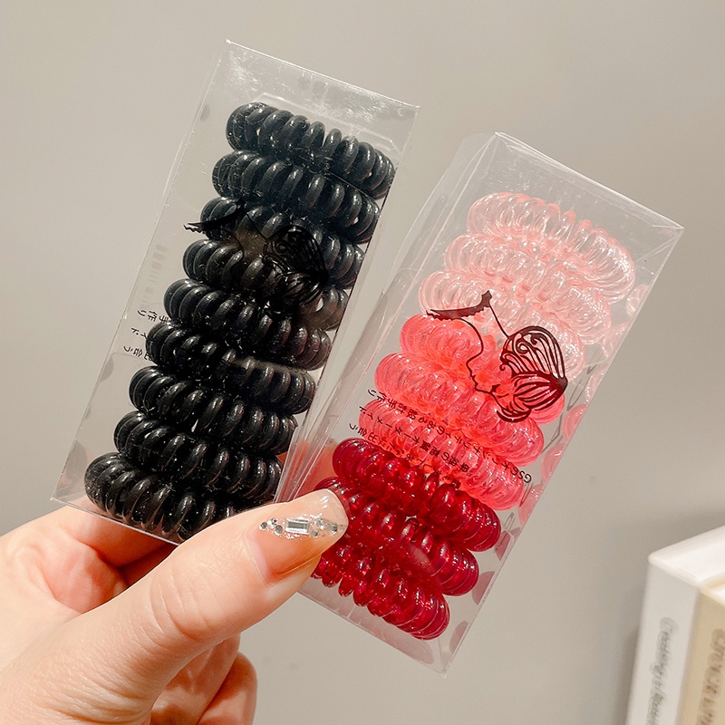 Ikat Rambut Elastis Model Kabel Telepon Warna Permen Gaya Korea Untuk Wanita