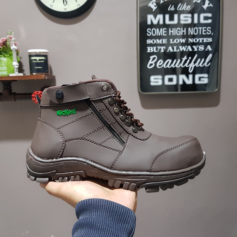 Sepatu Safety Proyek Ujung Besi - Septy Shoes Boot - Septi Kerja Lapangan Kulit Sintetis Tali - Sepatu Boots Kickers MORISEY