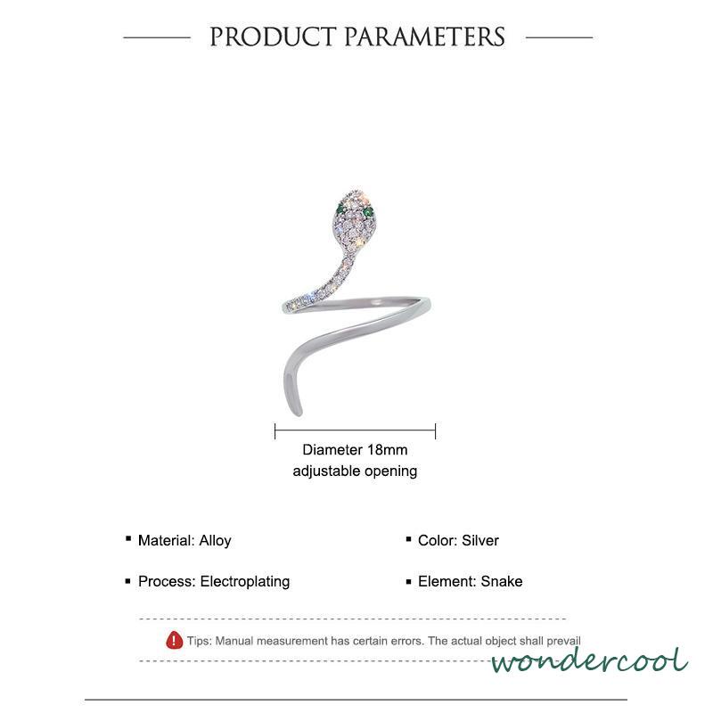 Cincin Kristal Ular Adjustbale Desain Zircon Cincin Untuk Wanita-Won