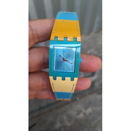jam tangan swatch kotak colorful second bekas original