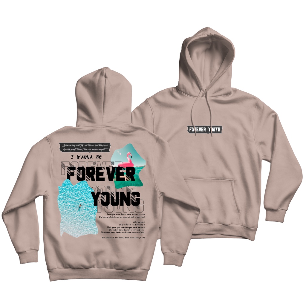 Sweaterpolos Hoodie Jumper FOREVER YOUNG ( Sablon ) Unisex Pria &amp; Wanita