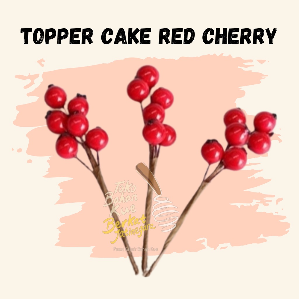 TOPPER CAKE CHERRY ISI 5 PCS / TOPPER HIASAN KUE