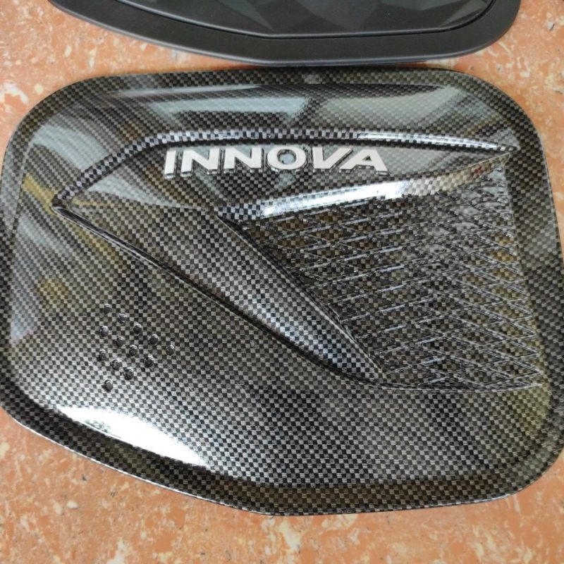 TANC COVER TUTUP TANGKI BENSIN TOYOTA ALL NEW INOVA REBORN ribon HITAM DOFF 2016 sampai 2023 2022 2021 2020 2019 2018 2017 carbon hitam doff chrome crome venturer