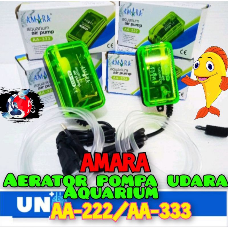 AERATOR PUMP POMPA GELEMBUNG AIR AQUARIUM AMARA AA-222/AA-333 PLUS SELANG/BATU GELEMBUNG