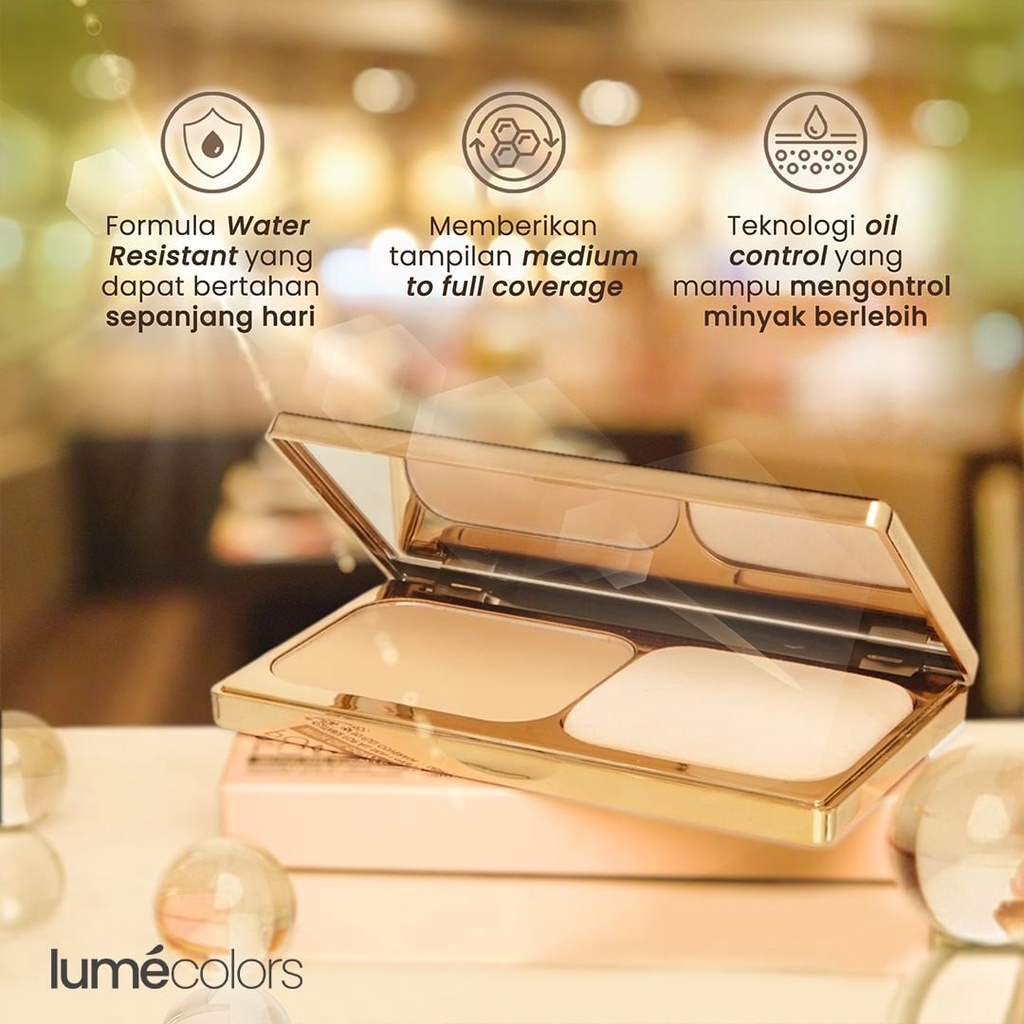 Lumecolors Compact Powder Bedak Padat Bertahan Hingga 16 Jam Shade Light