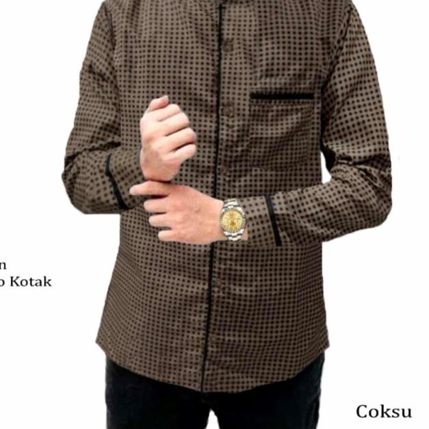 kemeja koko pria lengan panjang Kotak Kotak - Coksu, M