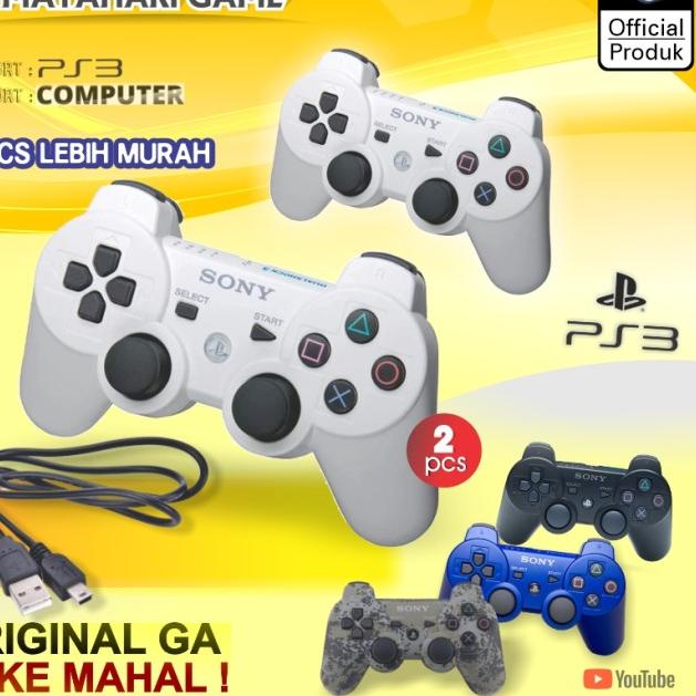 2 Pcs - Stick Stik PS3 Wireless Playstation 3 + Kabel Charger - 2PCS/Hitam, TANPA KABEL