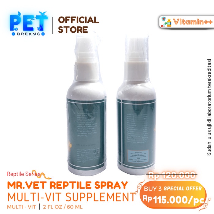 PROMO MR VET MULTI VITAMIN REPTIL PENAMBAH NAFSU MAKAN REPTILE SULCATA