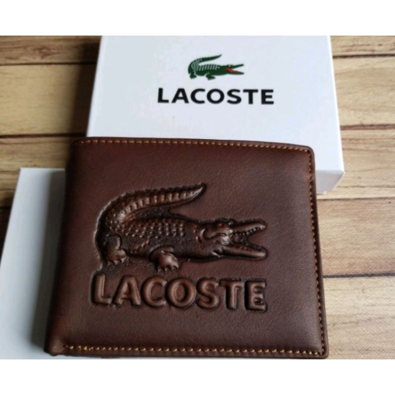Dompet Lacoste dompet Pria bahan Kulit asli