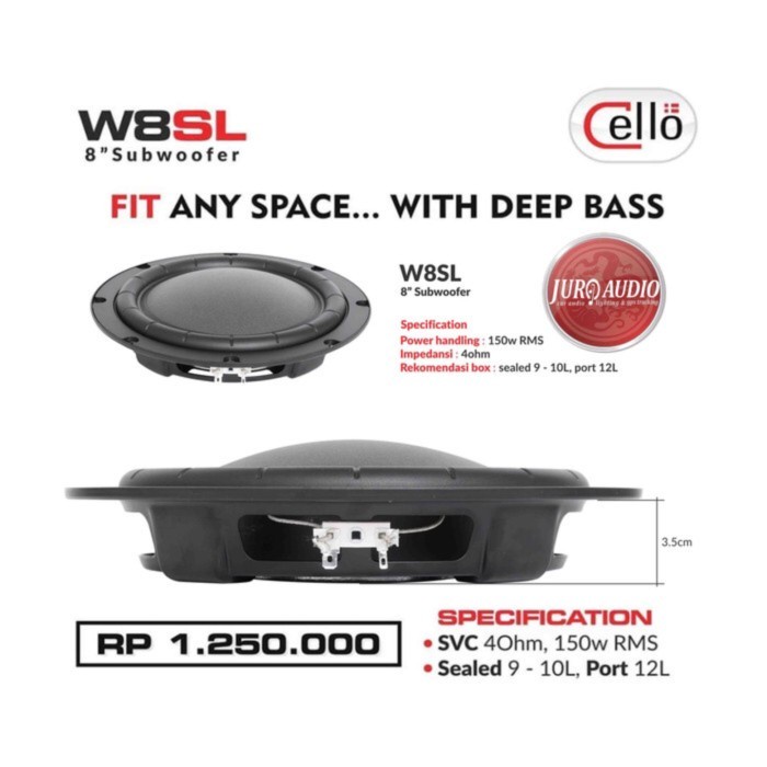 Super Slim Subwoofer CELLO W8SL