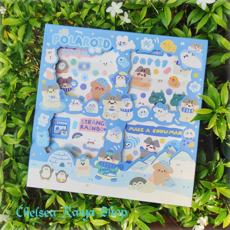 

Stiker Deco Dekorasi Scrapbook Polaroid 8x8cm 100 Lembar + Box Cute Kawaii
