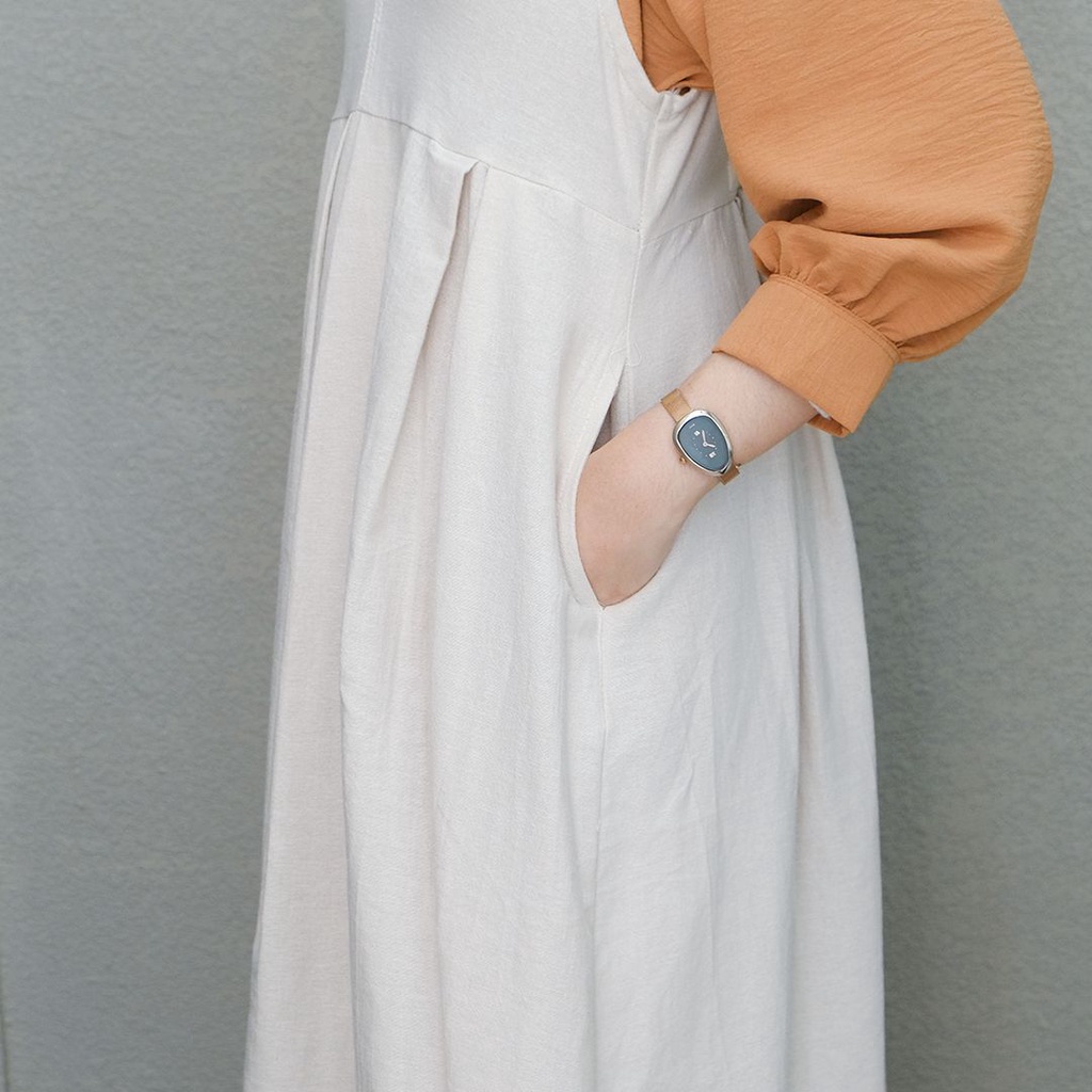 Anna Overall Long Dress | Long Overall Dress Berbahan Linen Premium [YEPPUOUTFIT]