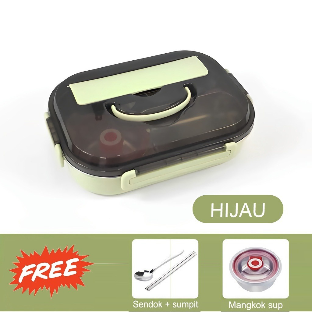 PROMO Kotak Makan 4 SEKAT / Lunch Box Stainless Tahan Panas Dan Anti Tumpah