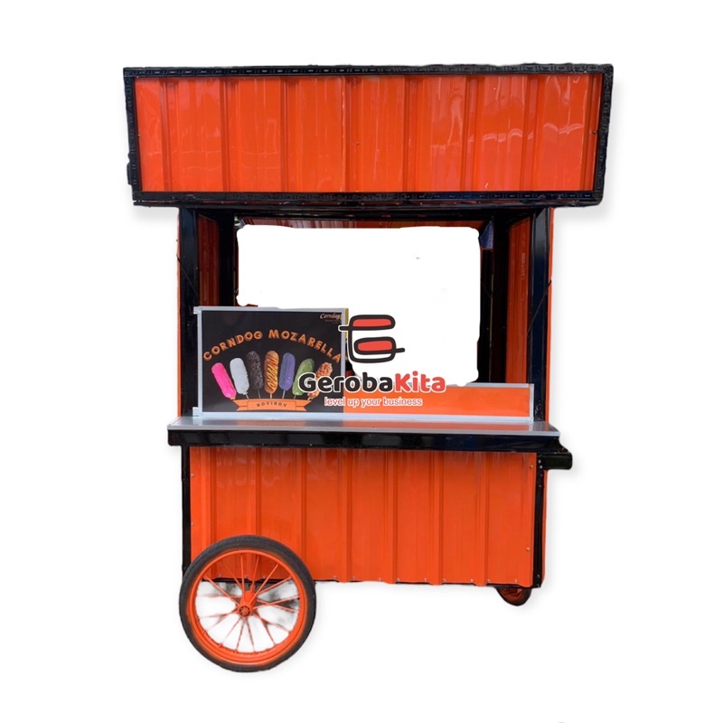 booth semi Container dorong roda besar ringan murah