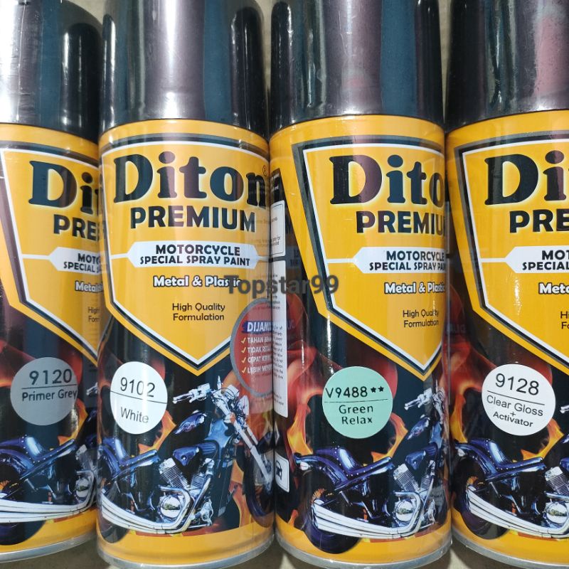 Pilok Cat Diton Premium Paket Komplit 4 Kaleng Green Relax Hijau Kalem 9488 Primer Grey 9120 White 9102 Clear Gloss 9128 400cc Pilox Paketan Cat Semprot Special Spray Paint