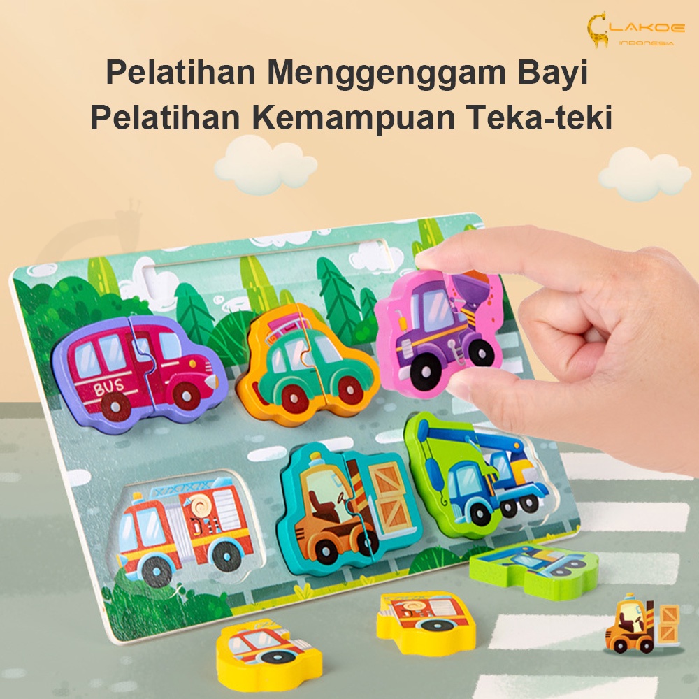 LAKOE Mainan Puzzle kayu edukasi anak wooden toys bisa menulis