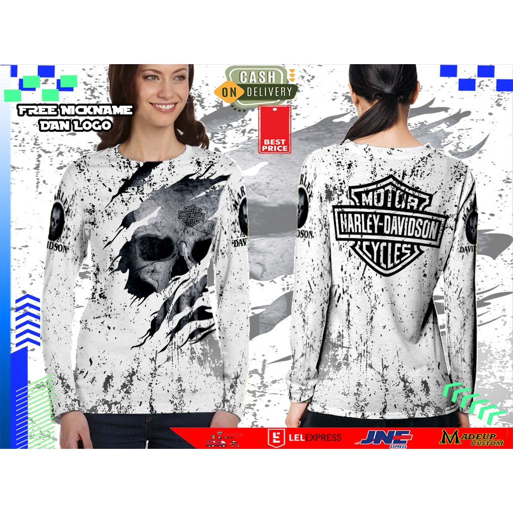 kaos baju wanita HARLEY DAVIDSON ART 2 dewasa dan anak fullprinting 3D