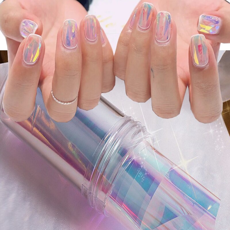 1 Rol Stiker Kuku Motif Aurora Ice Cube Untuk Dekorasi Nail Art