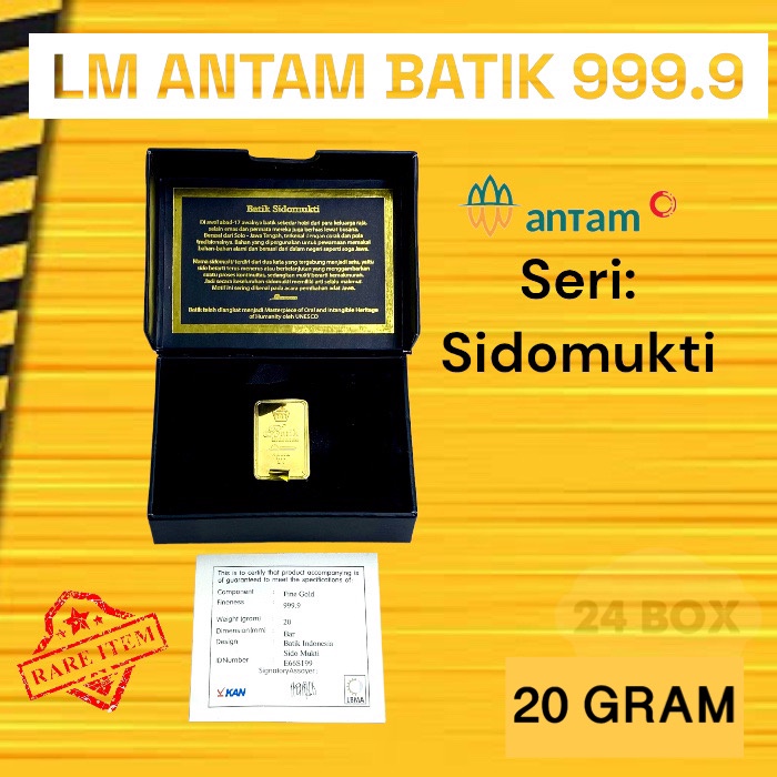 Logam Mulia Antam Batik Seri Sidomukti 20 gram, Rare Barang Langka