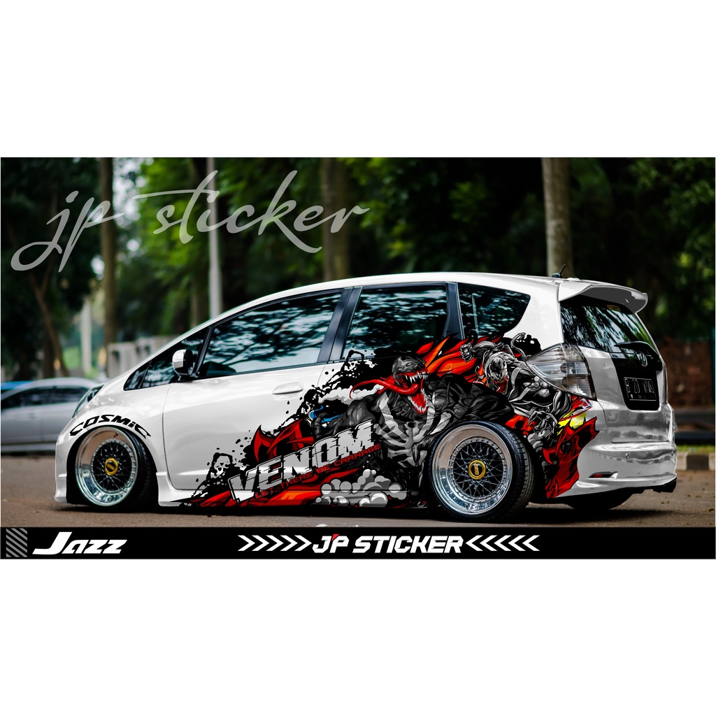 Decal Sticker Striping Body Mobil Honda Jaz - Stiker Mobil Honda Jazz Desain Venom JP-03