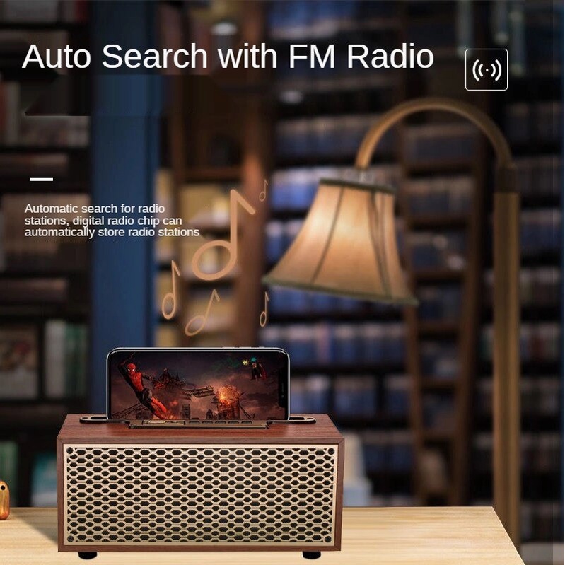 MOMO Portable Bluetooth Speaker Vintage Wood - XM-5H - Coffee