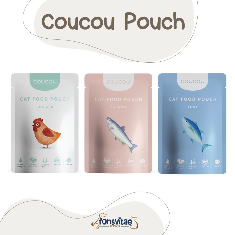 Wet Food Premium COU COU coucou Pouch 85gr ( Makanan Kucing Basah)