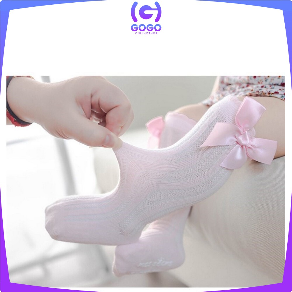 GOGO-P89 Kaos Kaki Anak Perempuan Panjang Pita Anti Slip Kaos Kaki Anak Cewek Antislip Kids Sock