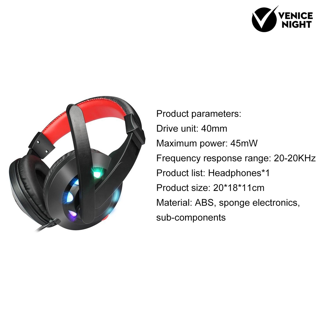 (VNEP) (Berkabel) A65 Headphone Luminous Mini Gaming Headphone untuk Komputer