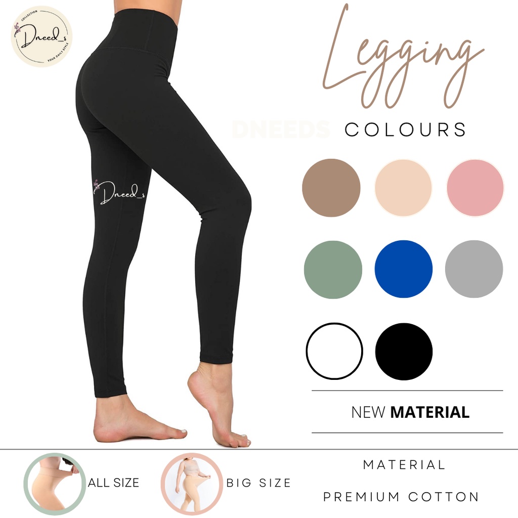 Premium Quality Legging Wanita Basic Highwaist Tebal By Dneeds ukuran All Size dan Big Size Grosir