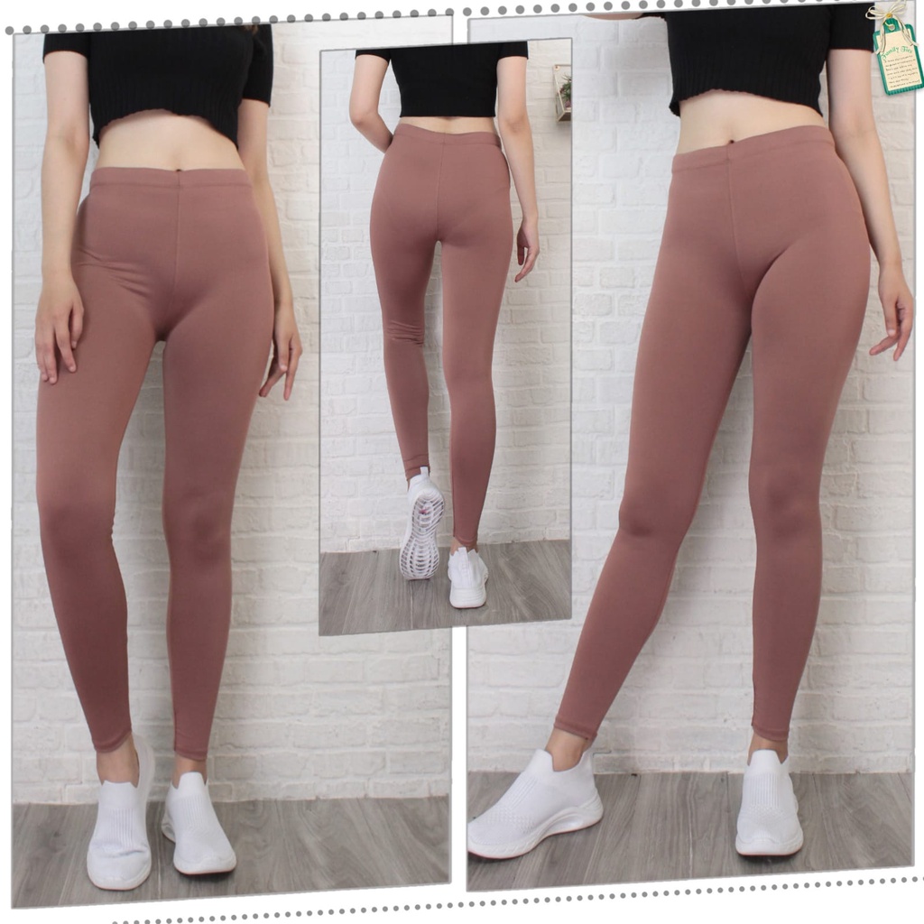 Leging Wanita Dewasa Panjang - Lejing Wanita Tebal -  Celana Legging Panjang Wanita Legging Dewasa Leging Polos-COKLAT SUSU