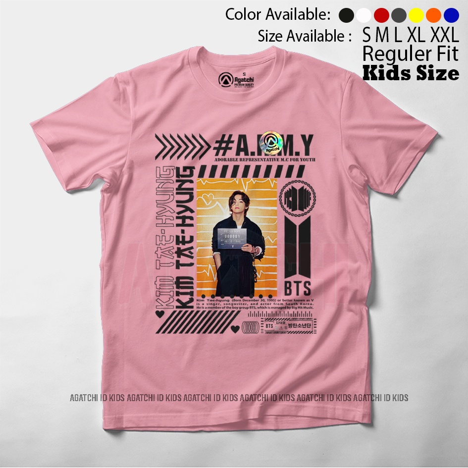 Baju Kaos Atasan Anak Perempuan Motif BTS Kim Tae - Hyung / V