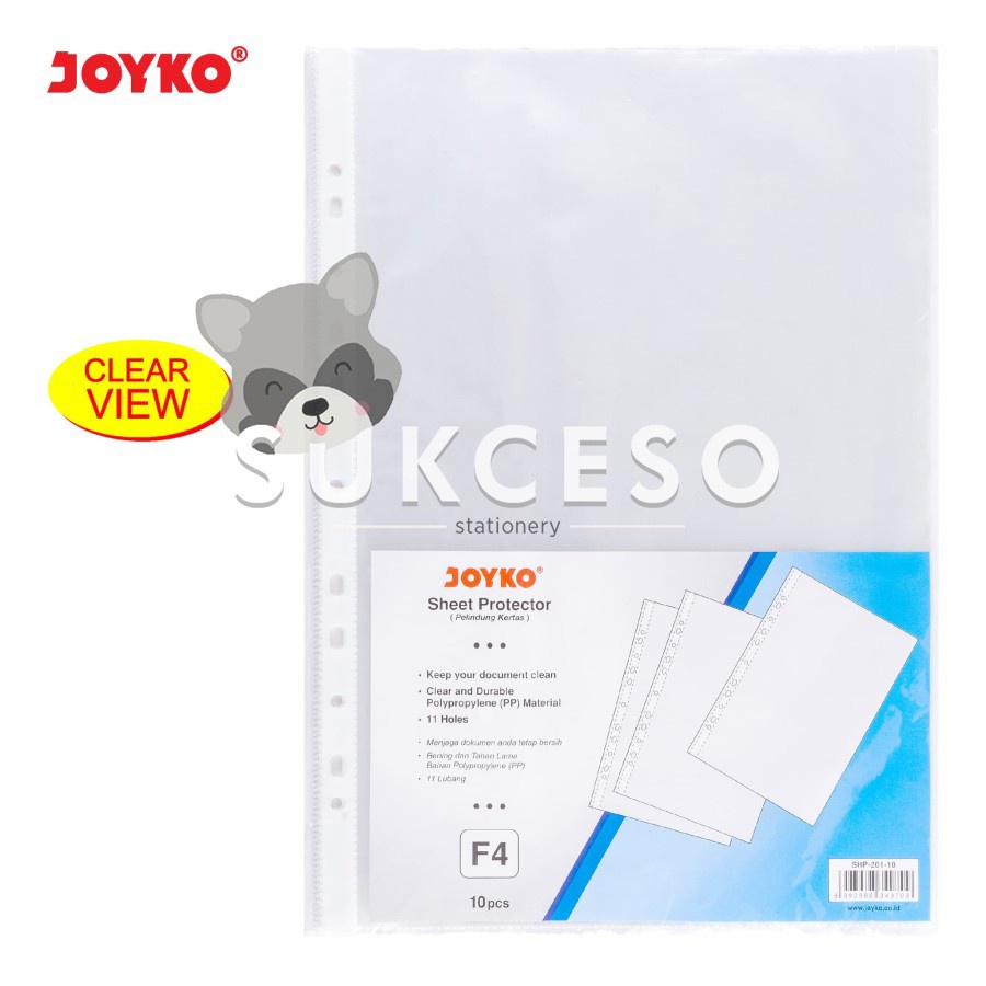 

Joyko Sheet Protector SHP-201-10 F4 Folio isi 10 Pcs Pelindung Kertas PP Pocket