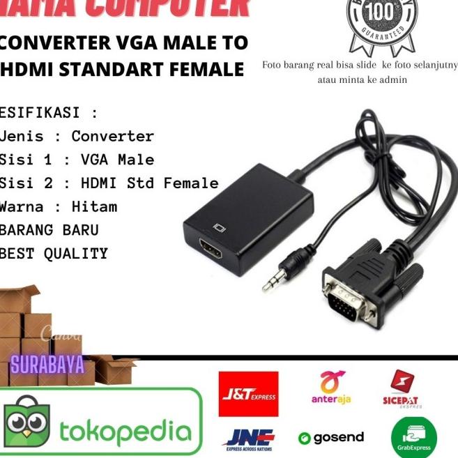 Converter VGA Male to HDMI Female With Micro USB Power & Audio / Kabel