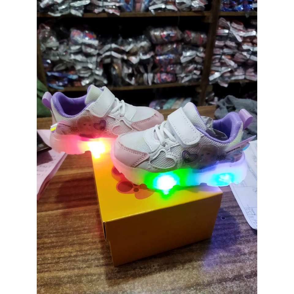 Sepatu Sneaker Anak Perempuan Motif Princess  Import Youth Balance J2215-1 (21-30) Sepatu LED Terbaru