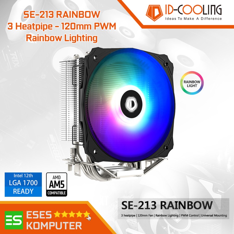 ID-COOLING SE-213 RAINBOW | 120mm AIR CPU Cooler HSF Intel / AMD