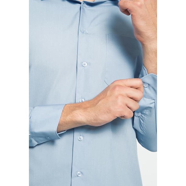 Alisan Kemeja Lengan Panjang Polos Slimfit Biru Muda PLSSFLSB2 - Biru Muda, XL