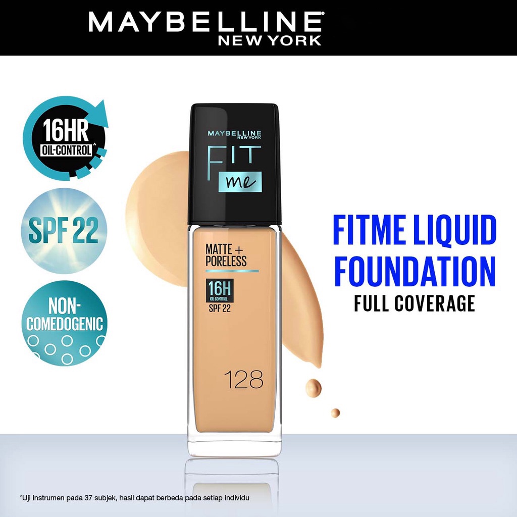MAYBELLINE Fit Me Matte+Poreless Liquid Foundation 16H Oil Control SPF 22 30mL