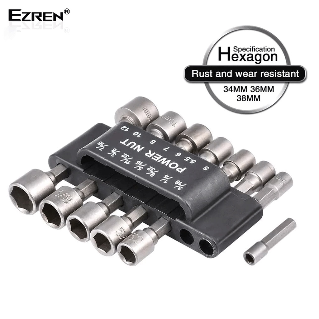 Ezren 14 Pcs Imperial Impact Hex Bit Socket Set Driver Adaptor Socket