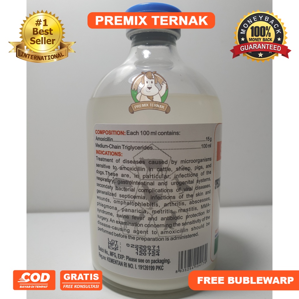 SK AMOX LA 100 ml Injeksi (Amo xicil lin 15%) obat injeksi ayam sapi kambing babi kucing anjing mirip betamox intramox amoxykep