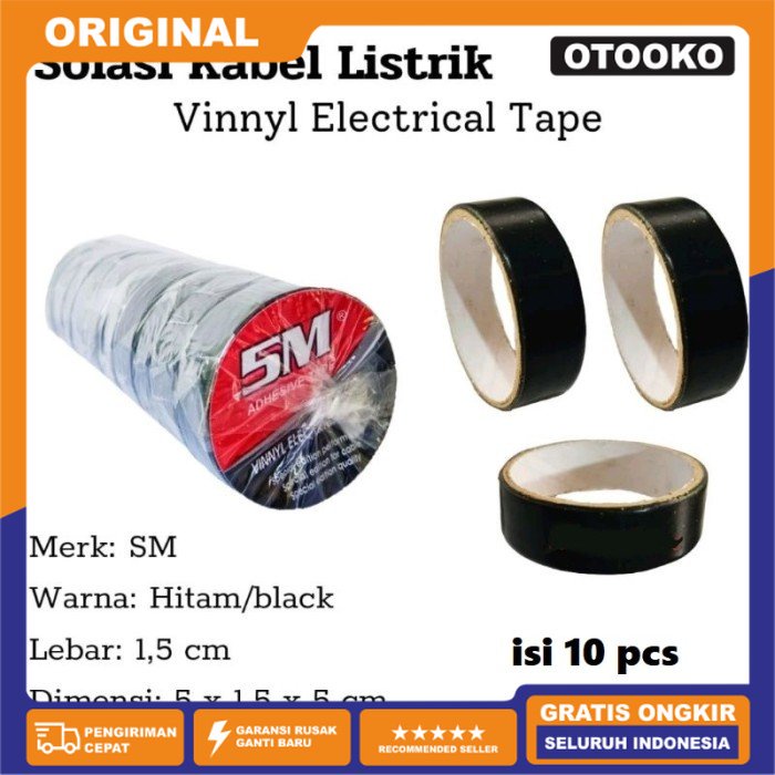isolasi Kabel listrik hitam kecil Penglengkapan elektrik Tape isi 10