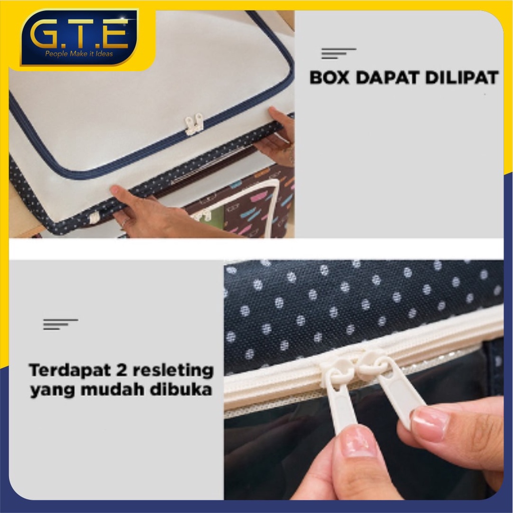 GTE | STORAGE BOX 66 LITERS FRAME BAJA DOUBLE ZIPPER LARGE BOX 72L | STORAGE BOX LIPAT | KOTAK PENYIMPANAN BAJU LIPAT