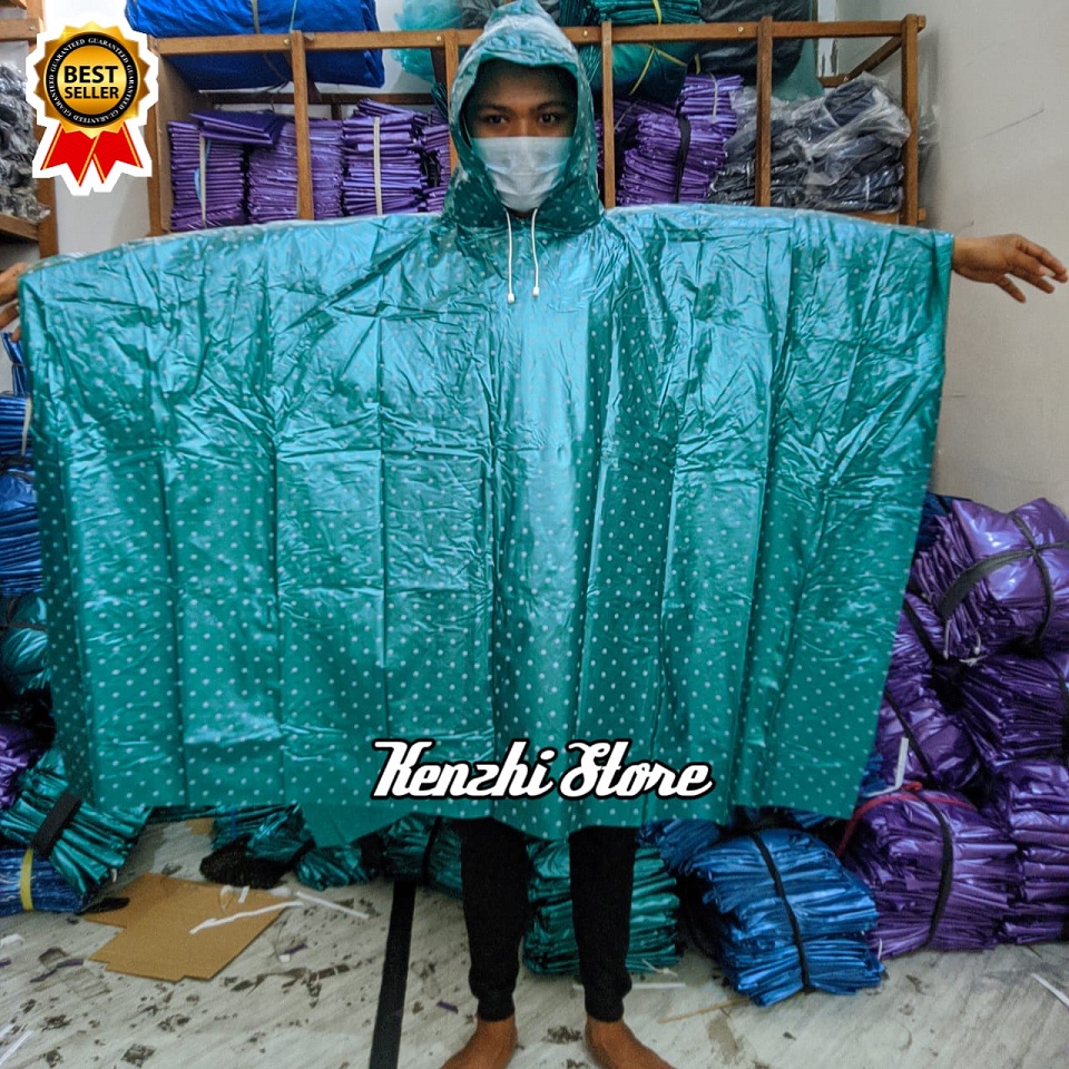 Jas Hujan Ponco Polkadot Kelelawar Murah - Mantel Waterproof Model Polkadot